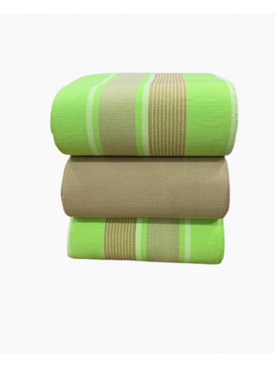 New Plain and Stripped Aso Oke Bundle Fabric For Couples & Gele | Green | Cream 